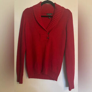 Lauren Ralph Lauren‎ Womens Red Collared Sweater with button detail size Medium